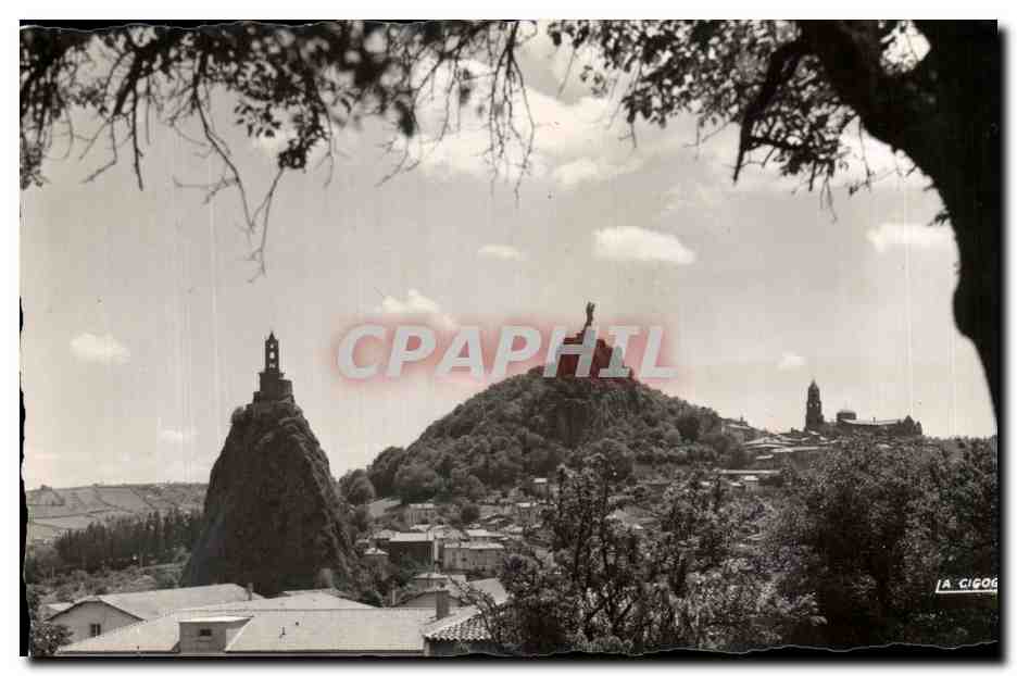 CPA Le Puy Le rocher Corneille et Nd de France et la cathedrale 
