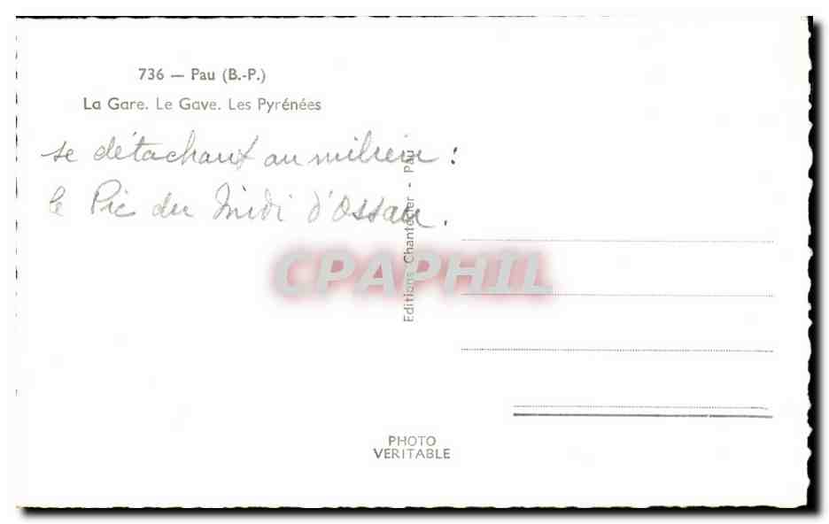 La Gare — Le Gave — Pau (B.P.) — Éditions Chantegler — Reverso