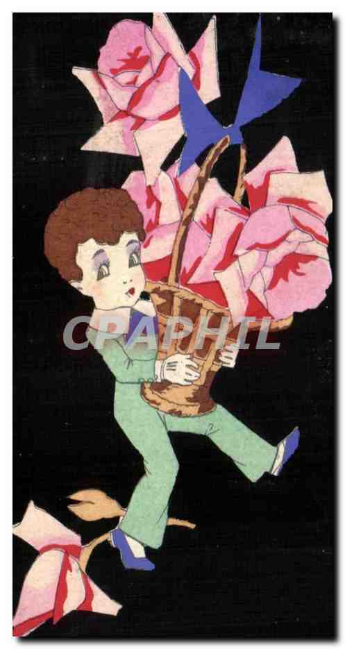 CPA Fantaisie Enfant Fleur