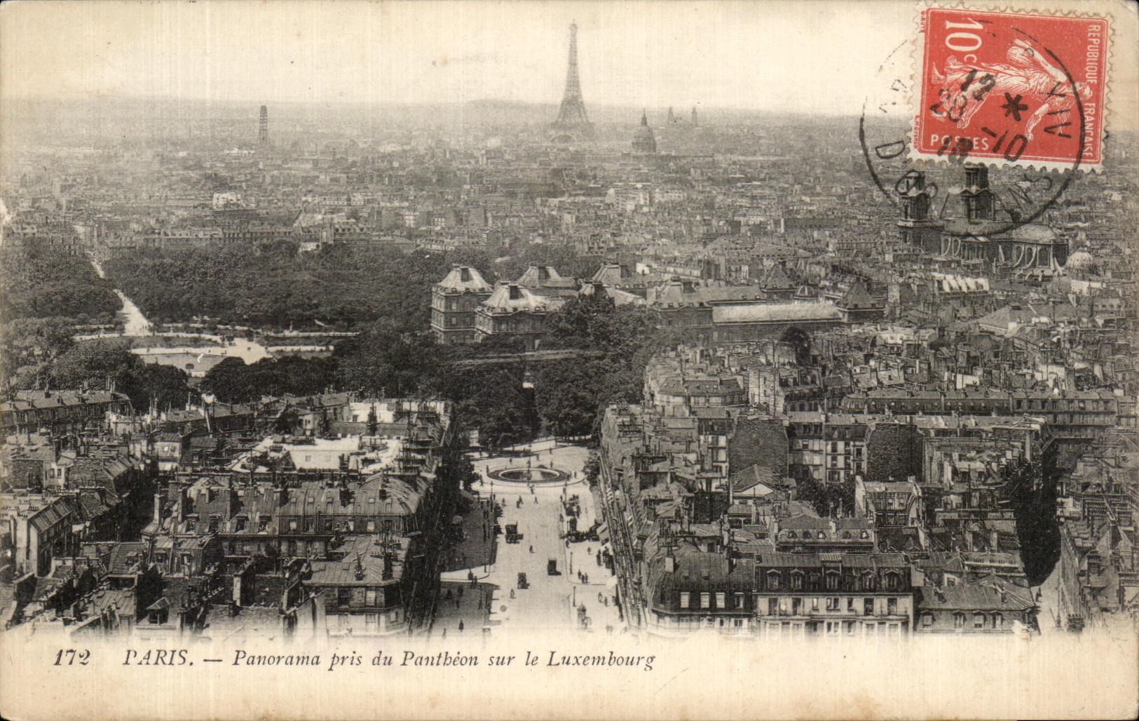CPA Paris Panorama Pris Du Pautheon Sur Le Luxembourg Tour Eiffel