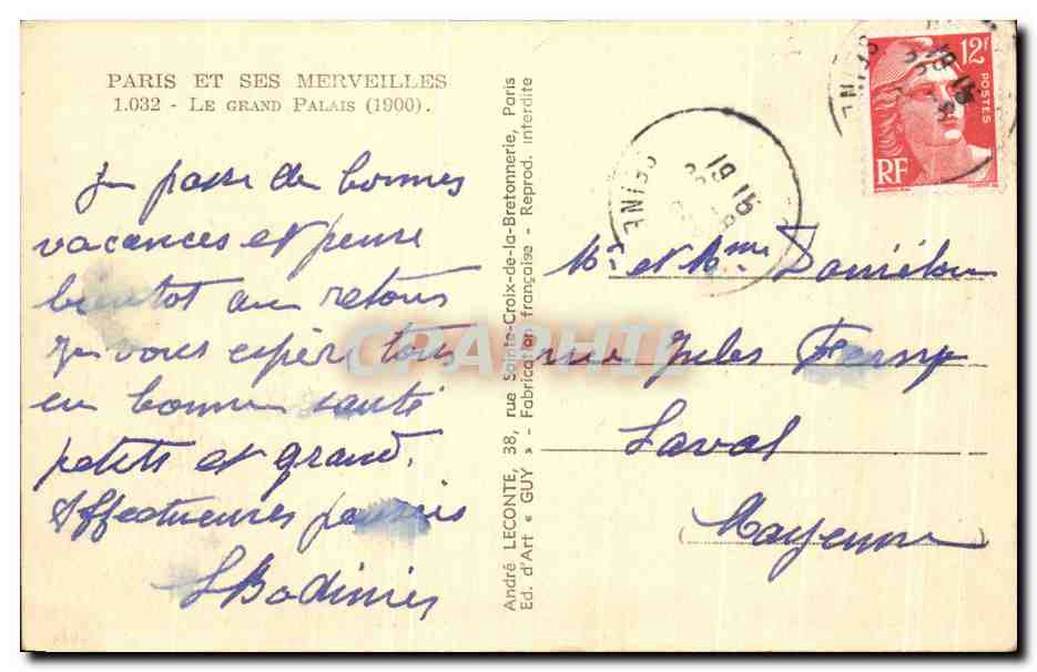 CPA Paris Le grand palais  — Verso