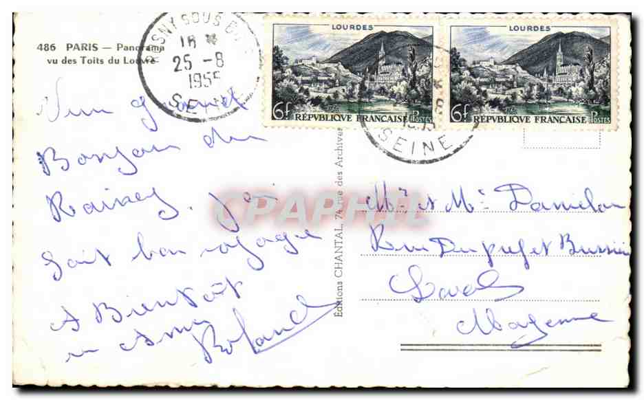 Paris — Panorama vom Dach des Louvre — Éditions Chantal — Rückseite
