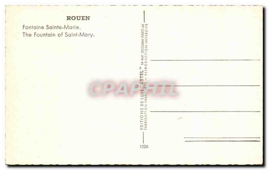 CPA Rouen Fontaine Sainte Marie  — Verso