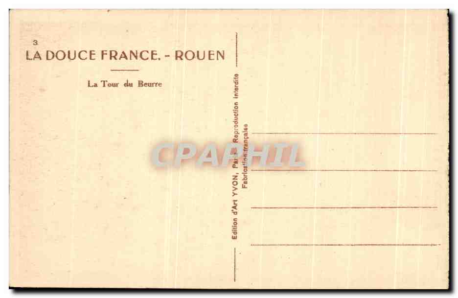 CPA Rouen La Tour du Beurre — Rückseite