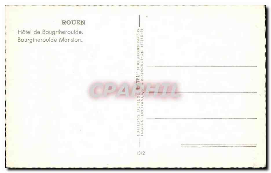 CPA Rouen Hotel de Bourgtheroulde  — Rückseite