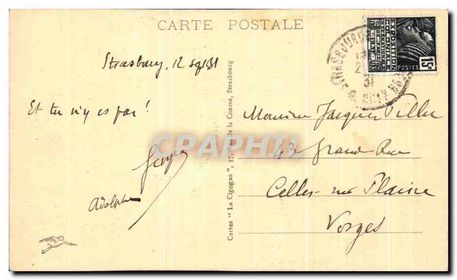 CPA Cathedrale de Strasbourg Les Vierges folles — Verso