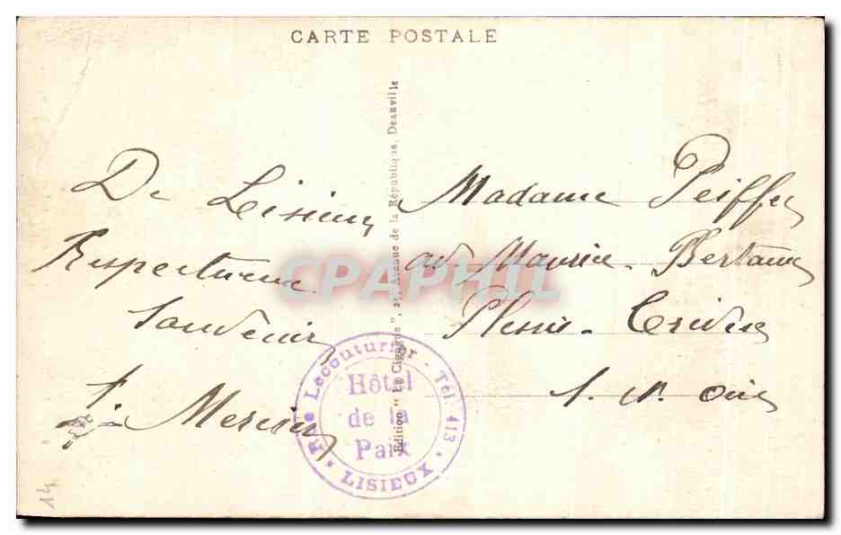 CPA Lisieux Rue de la Paix Portail de I'Eglise — Rückseite