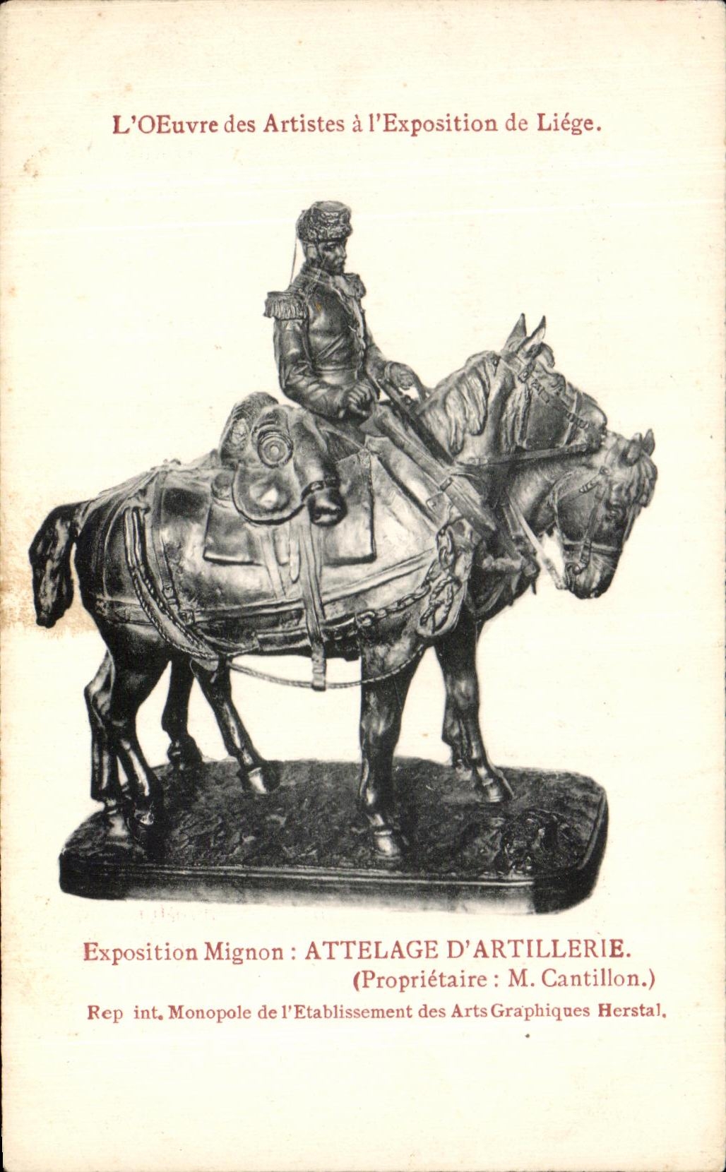 CPA L'oeuvre des Artistes a I'Exposition de Liege Exposition mignon Attelage d'artillerie Militaria Cheval