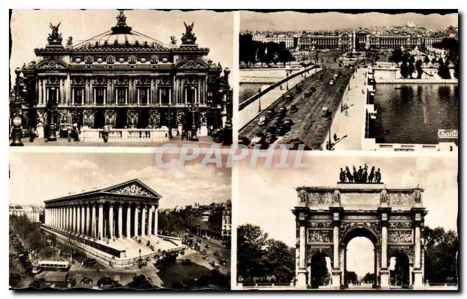 CPA Paris Theatre De l'Opera Vue Generale De La Place De La Concorde Eglise De La Madeleine La Carrousel