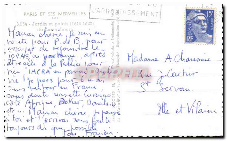 CPA Paris Et Ses Merveilles Jardin Et Palais Du Luxembourg — Verso
