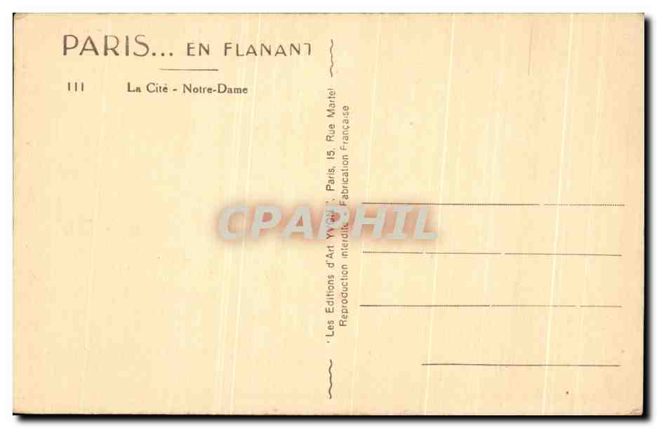CPA Paris Et Flanant La Cite Notre Dame — Rückseite