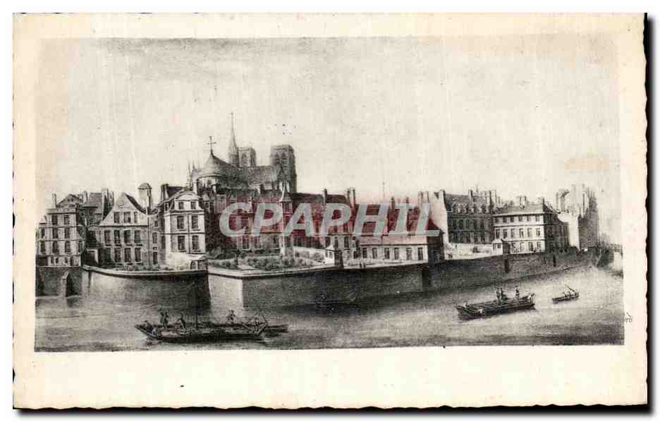 CPA Ancien Paris Maison du cloitre Notre Dame donnant sur la Riviere 1753
