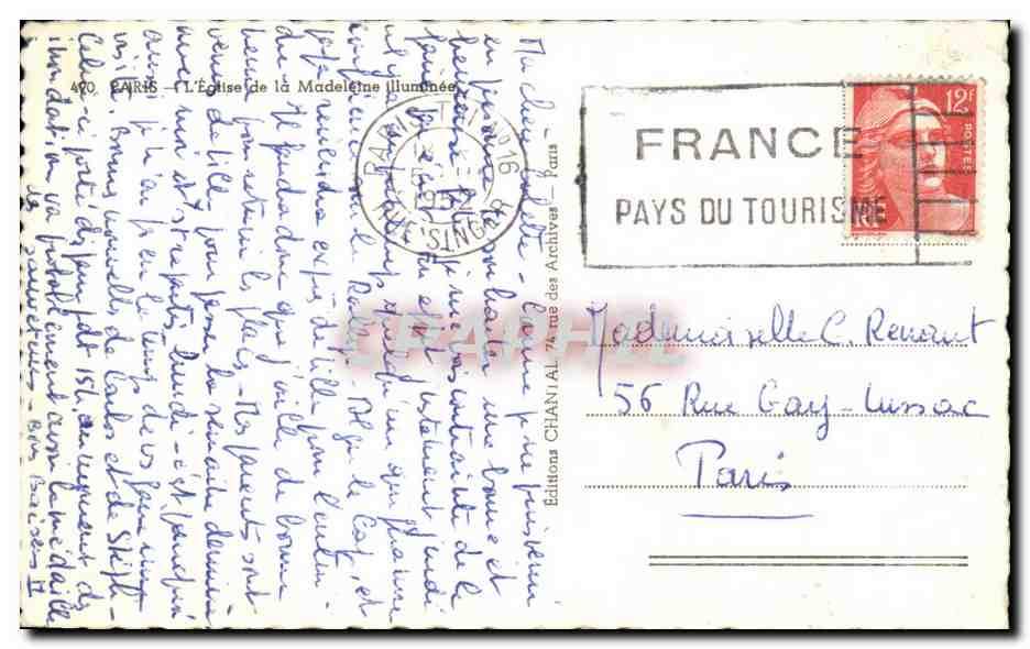 CPA Paris L'Eglise De La Madeletine Illumnee — Rückseite