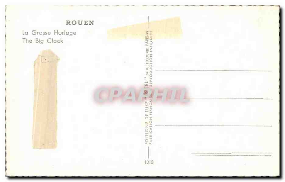 CPA Rouen La Grosse Horloge  — Verso