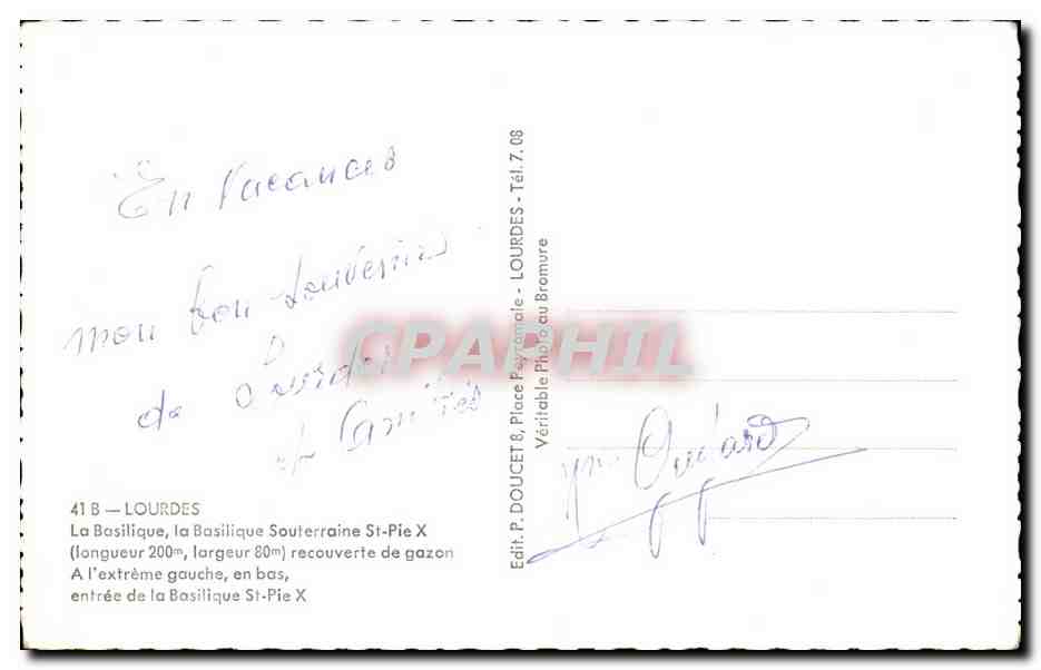 CPA Lourdes La Basilique la Souterraine — Verso