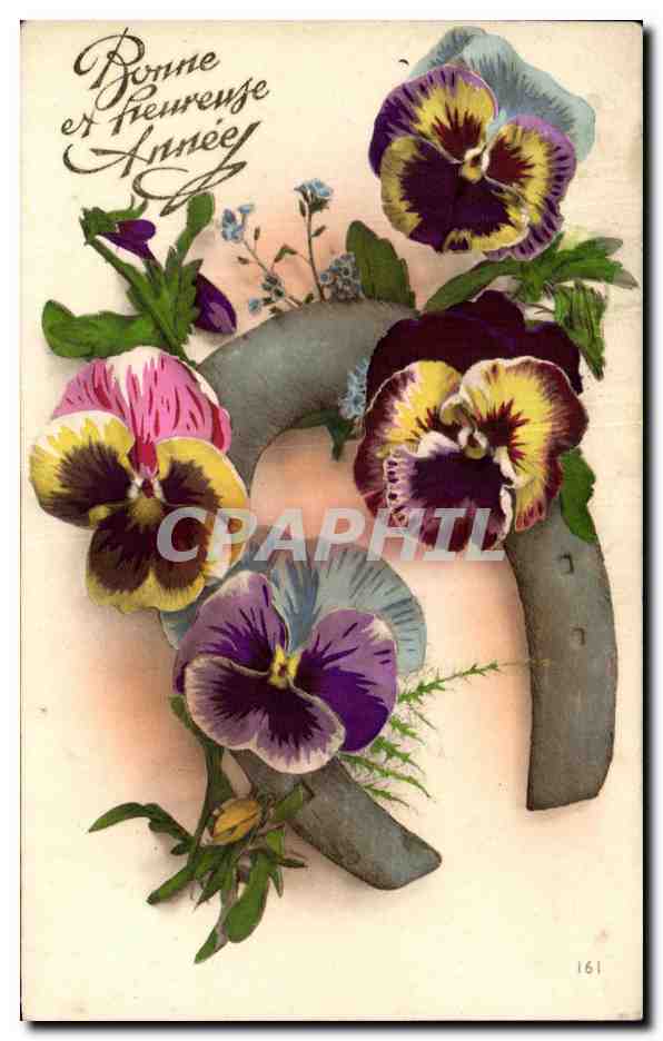 CPA Fantaisie Fleurs Fer a cheval