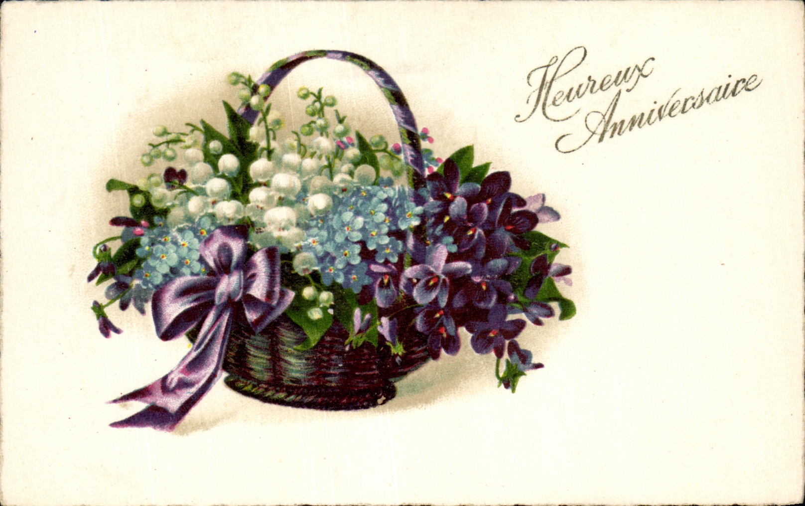 CPA Fantaisie Fleurs Heureux Anniversaire