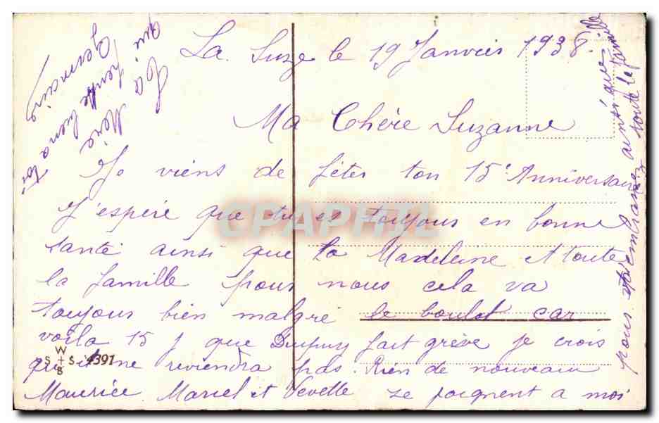 CPA Fantaisie Fleurs Heureux Anniversaire — Verso