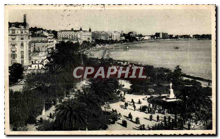 Antike Ansichtskarte La Cote D'Azur Cannes Les Jardins de la Croisette et les grands hotels