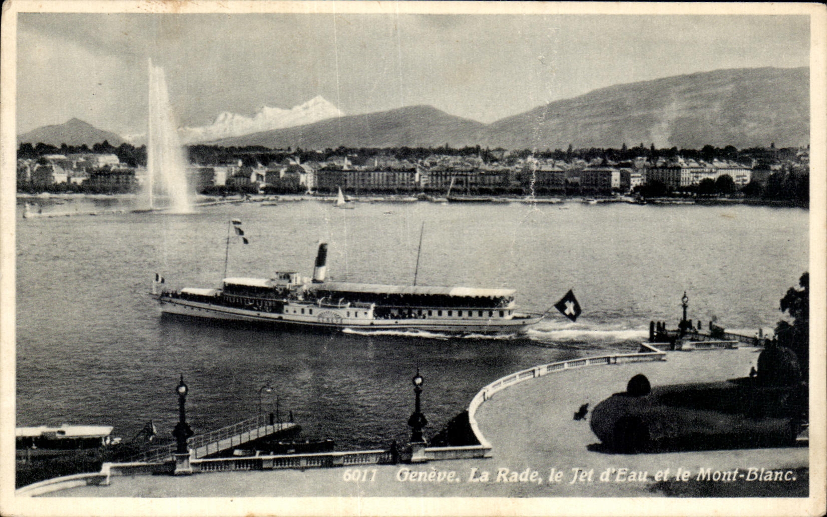 Genève. La Rade, le Jet d'Eau et le Mont-Blanc — éditeur inconnu, n° 6017