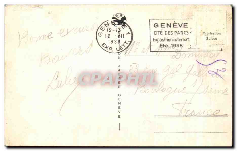 Genève. La Rade, le Jet d'Eau et le Mont-Blanc — éditeur inconnu, n° 6017 — Rückseite