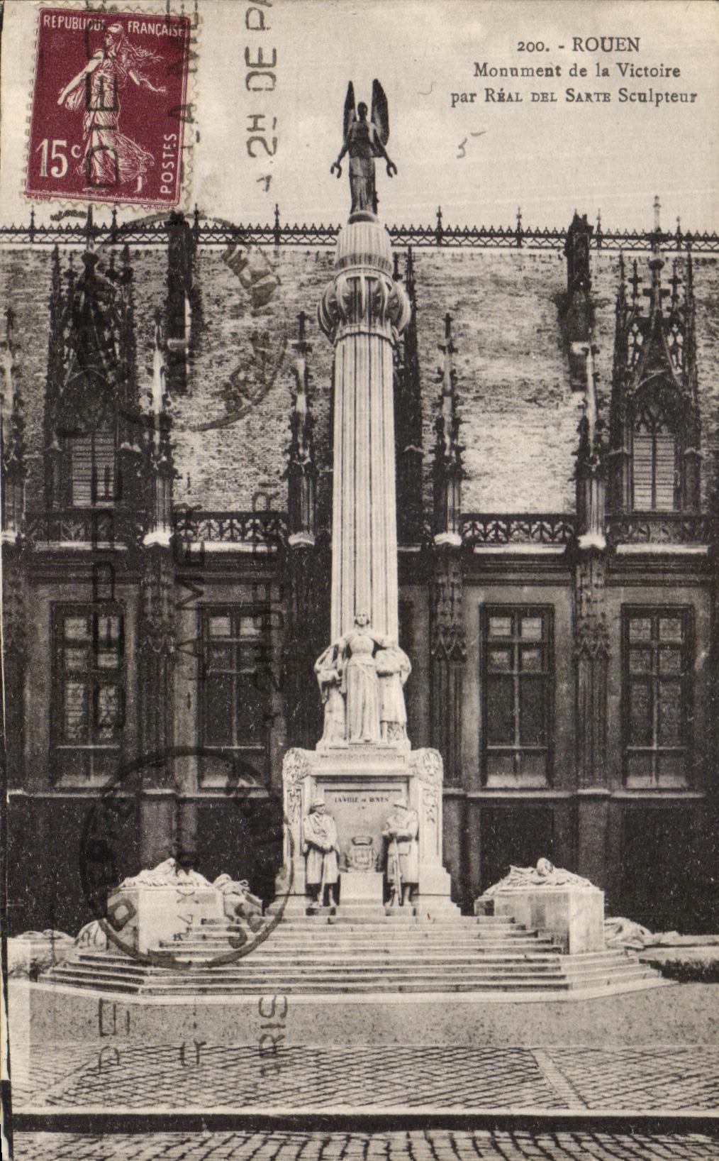 CPA Rouen Monument De La Victoire par Real Del Sarte Sculpteur Militaria 