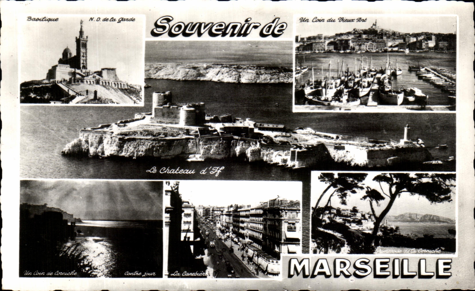 CPA Souvenir De Marseille Chateau d'If Nd de la garde Vieux port 
