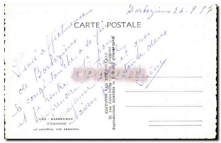 CPA Barbezieux Le chateau Vue Aerienne — Verso