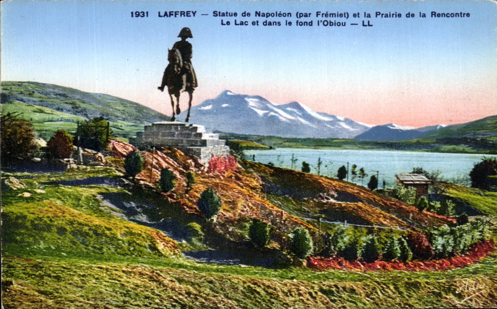 Laffrey — Statue de Napoléon (par Frémiet) et la Prairie de la Rencontre — LL