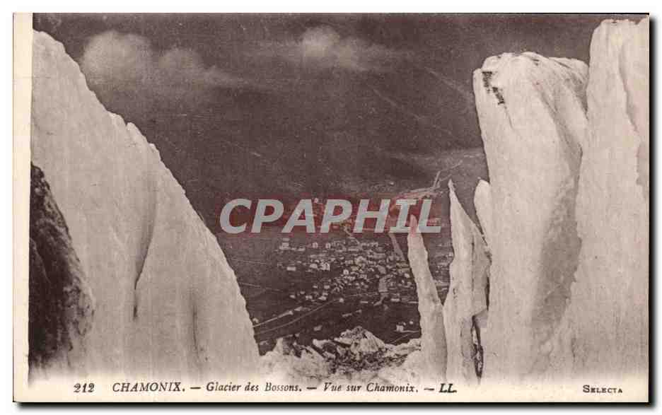 CPA Chamonix Glacier des Bossons Vue sur Chamonix