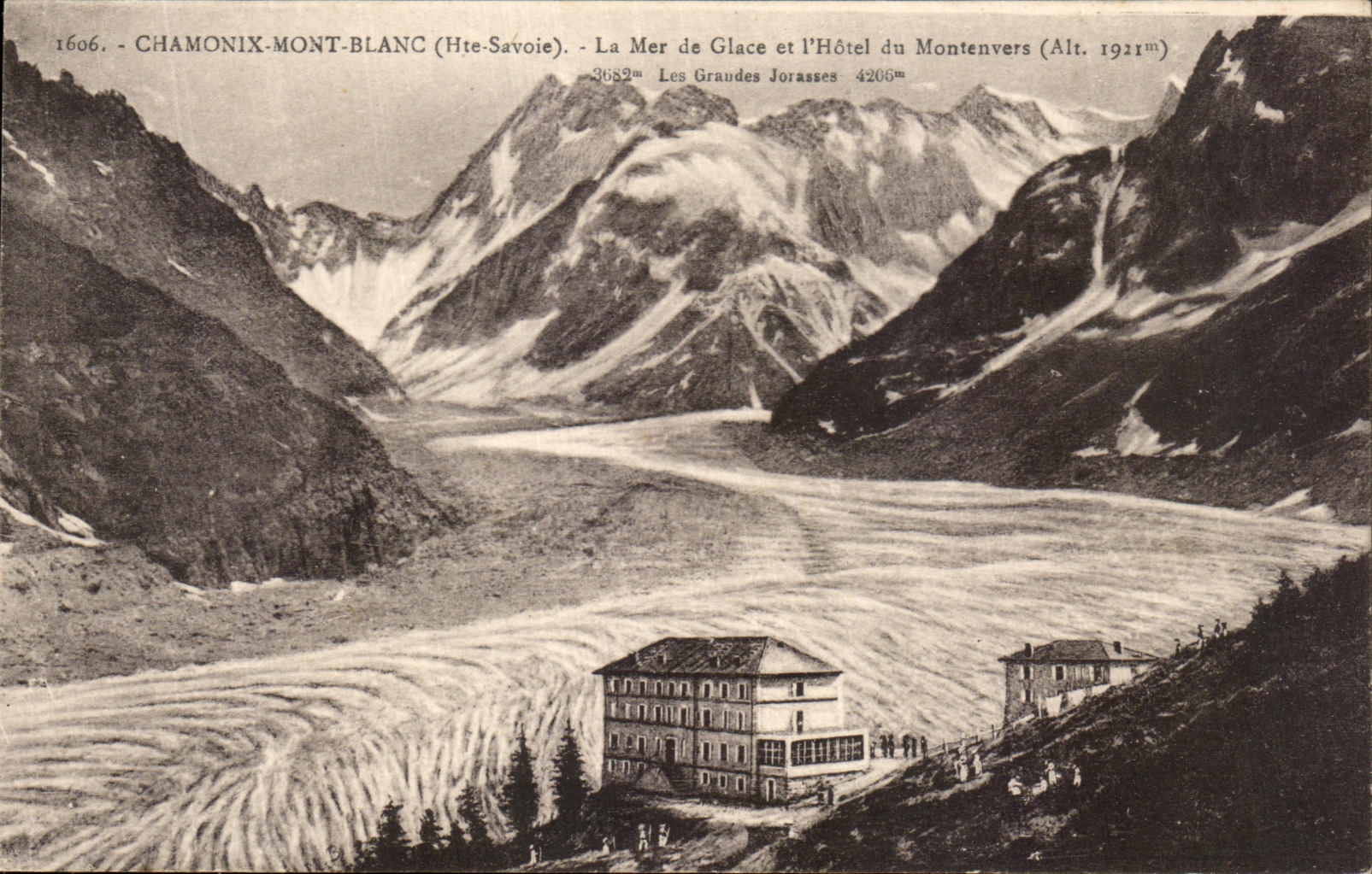 CPA Chamonix Mont Blanc Le Mer de Glace et l'Hotel du Montenvers Les Grades 