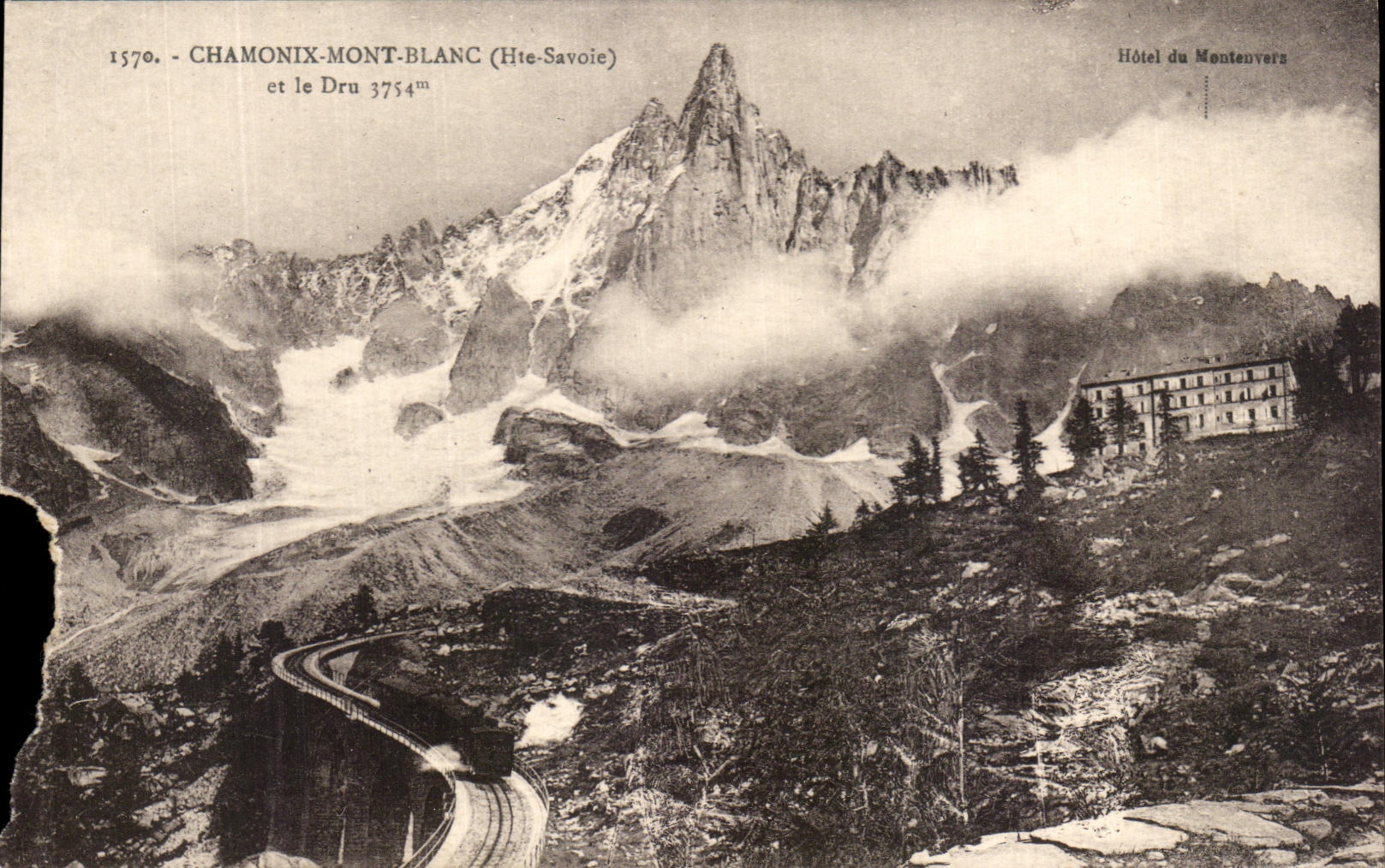 CPA Chamonix Mont Blanc et le Dru Train