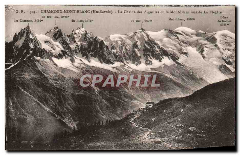 CPA Chamonix Mont Blanc La Chaine de Aiguilles et le Mont Blanc vus de la Flegere 