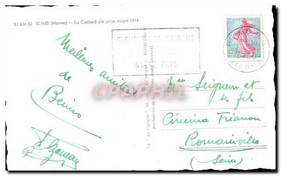 CPA Reims La Cathedrale prise avant 1914 — Verso