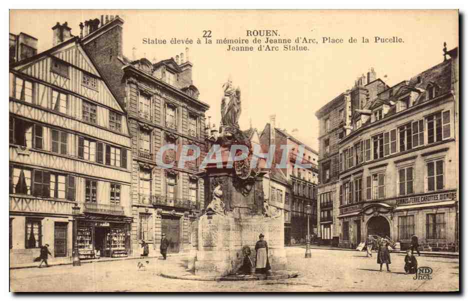 CPA Roune Statue Elevee a La Memoire De Jeanne D'Arc Place De La Pucelle