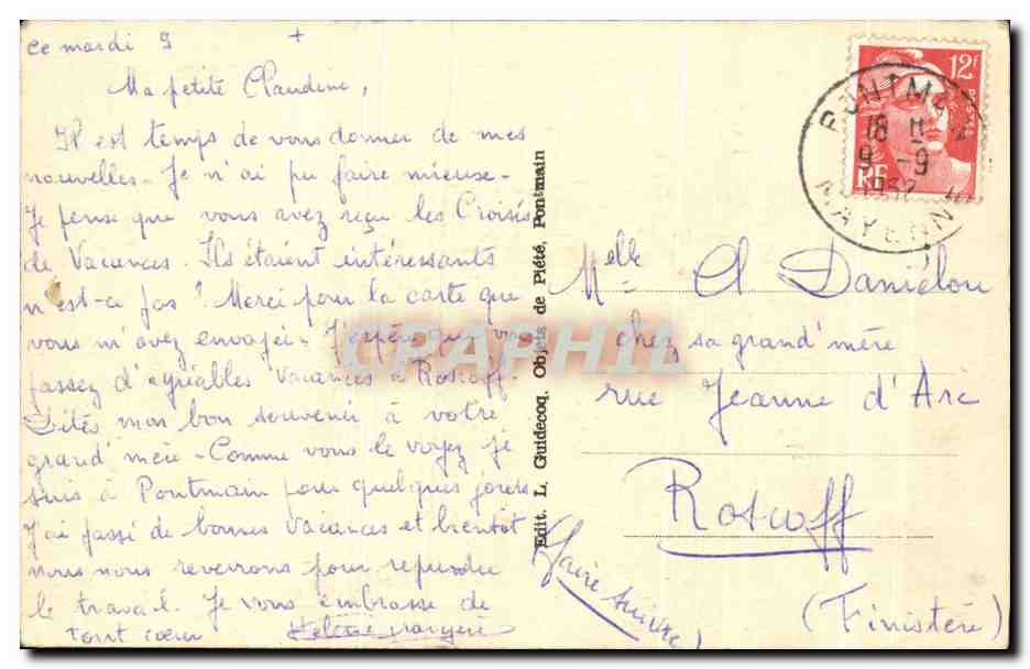 CPA Pontmain La Basilique Et La Colonne De L'apparition — Rückseite