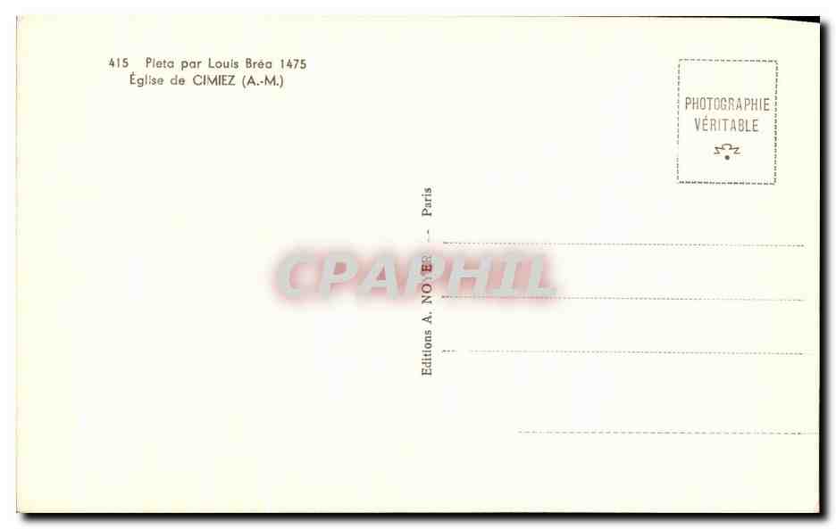 CPA pleta Par Louis Brea Eglise De Cimiez — Rückseite