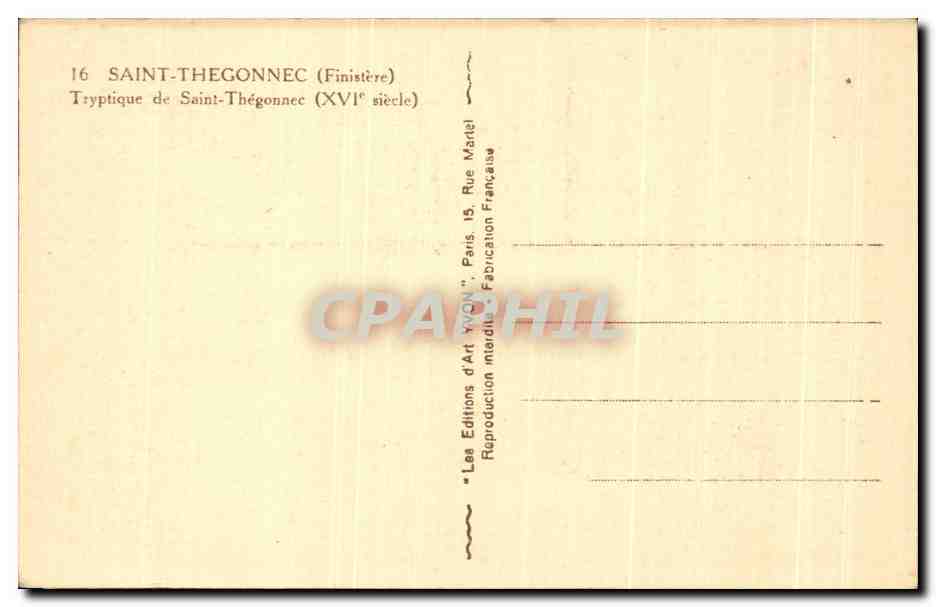CPA Saint Thegonnec Tryptique de Saint Thegonnec — Rückseite