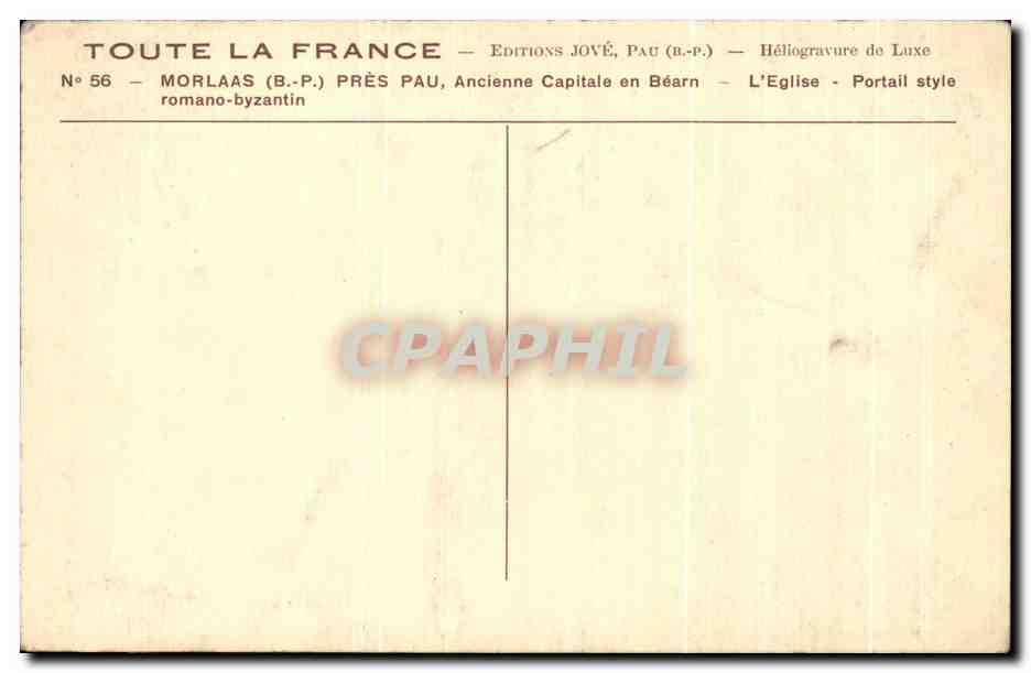CPA Morlaas Pres Pau Ancienne Capitale en Bearn L'Eglise Portail Style romano Byzantin — Rückseite