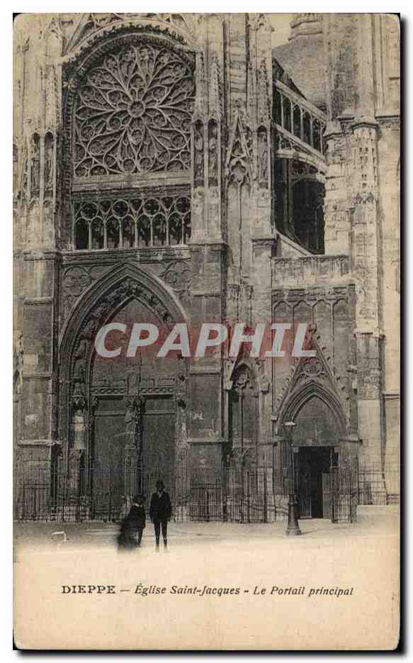 CPA Dieppe Eglise Saint Jacques Le Portail Principal