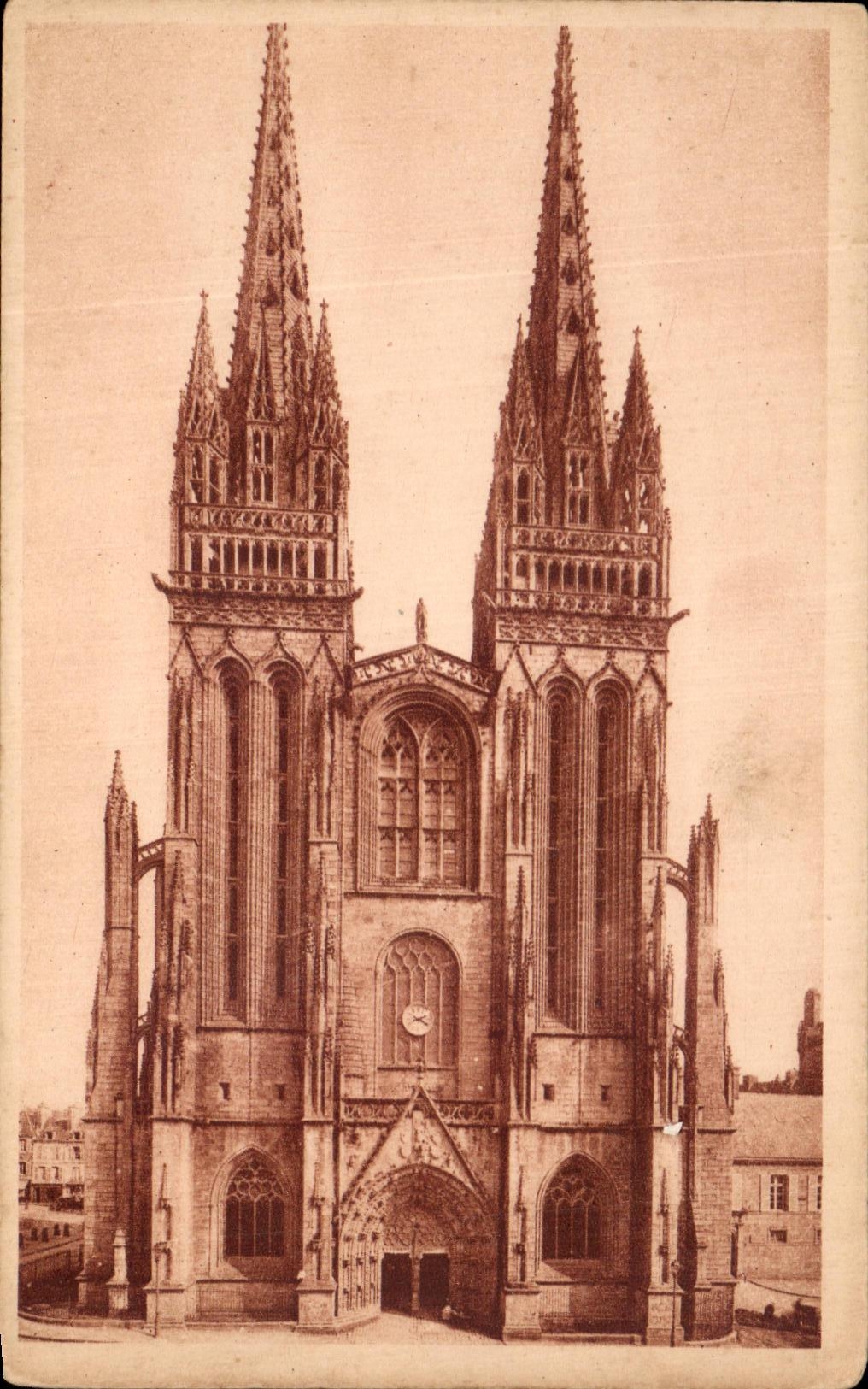 CPA Quimper La Cathedrale Facade Occidentale