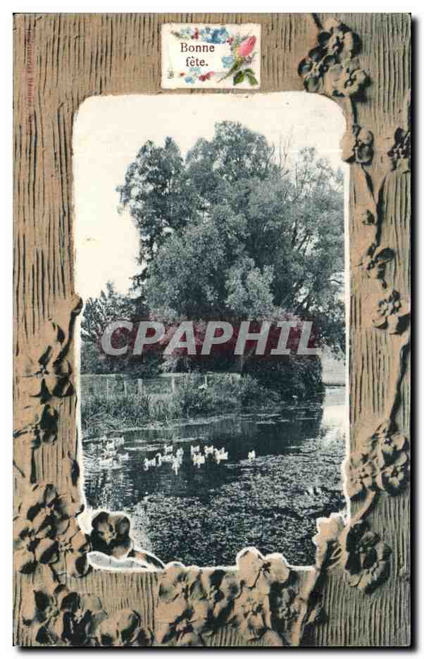 CPA Fantaisie Bonne fete Plan d'eau 