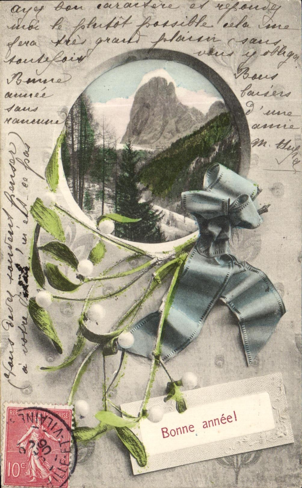 CPA Fantaisie Fleurs Montagnes 