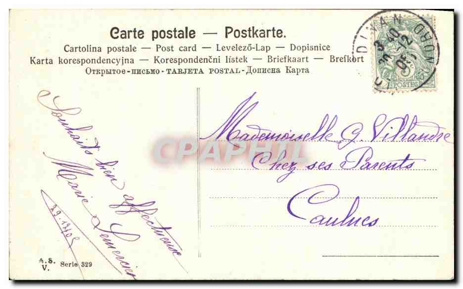 CPA Fantaisie Bonne annee Gui Fleurs  — Rückseite