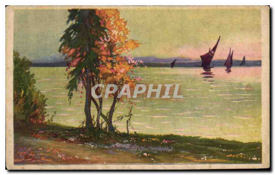 CPA Fantaisie Paysage Bateaux 