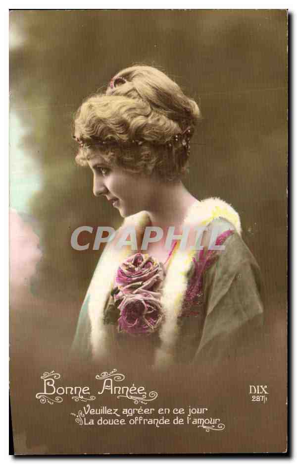 Femme en buste — carte de vœux 'Bonne Année' — DIX 287
