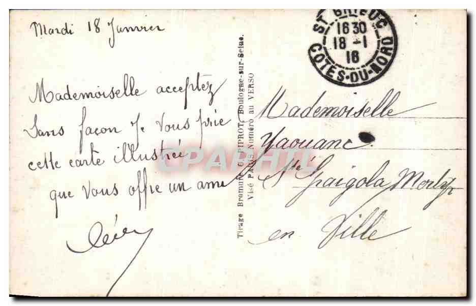 Femme en buste — carte de vœux 'Bonne Année' — DIX 287 — Verso