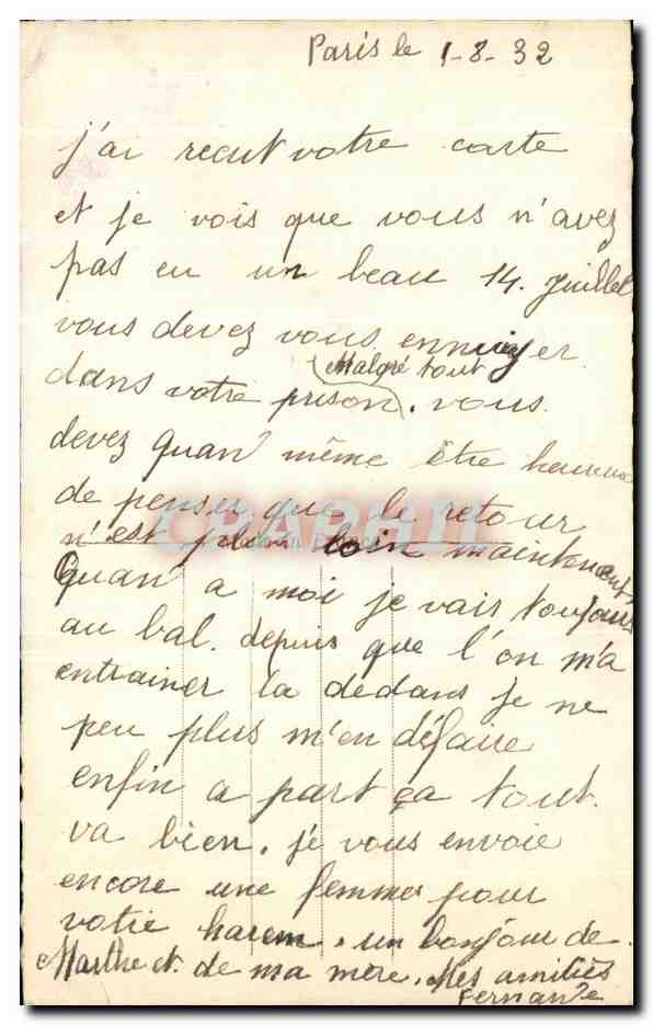 Jeune femme avec bouquet de roses — devant un perron — S. L. n° 4929 — Rückseite