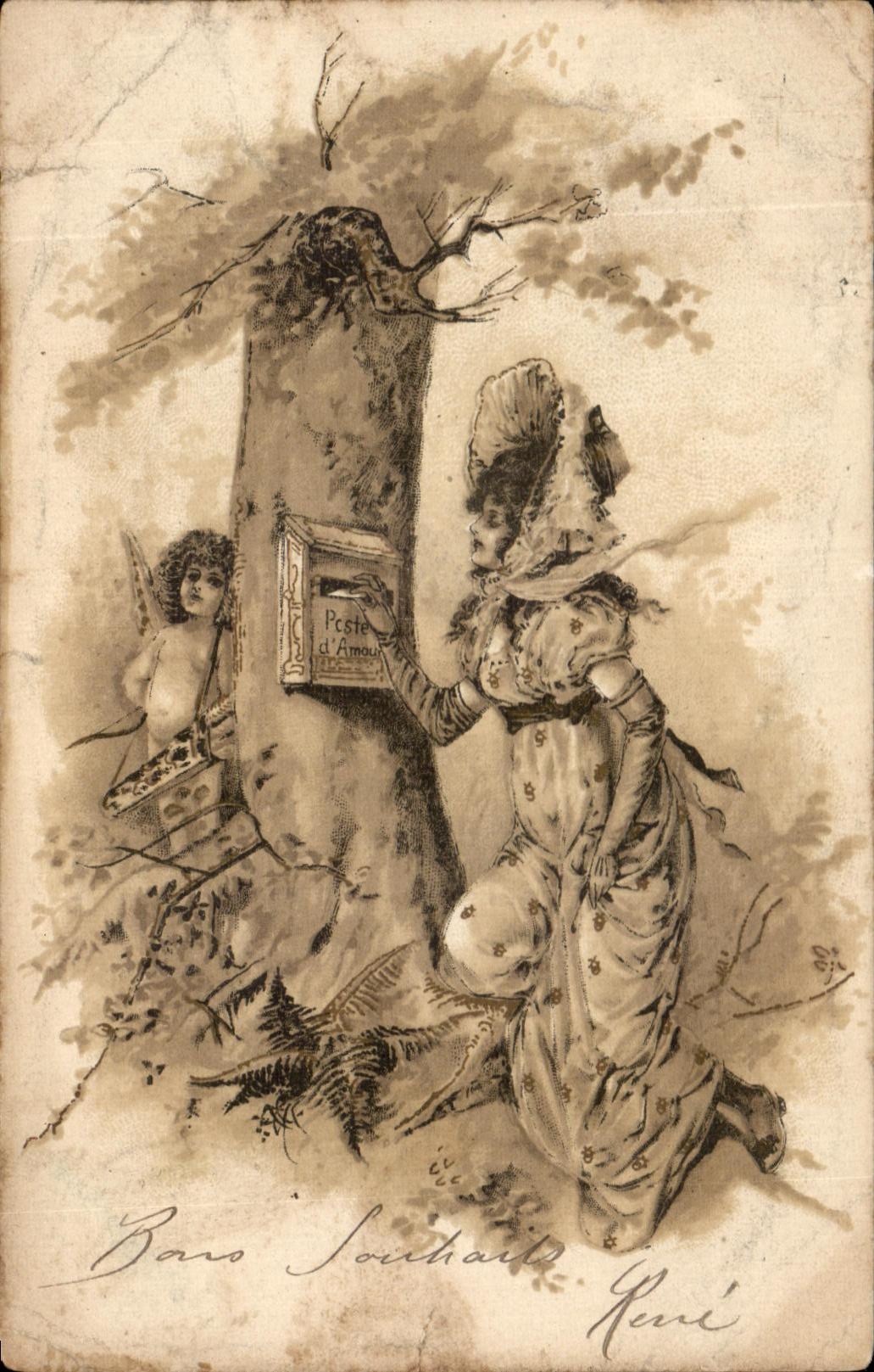 CPA Fantaisie Femme Ange