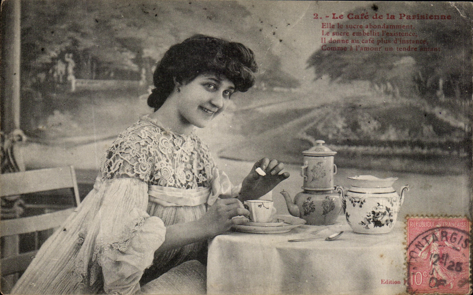 Femme au café — Le Café de la Parisienne — Édition ONTARGIS n°2